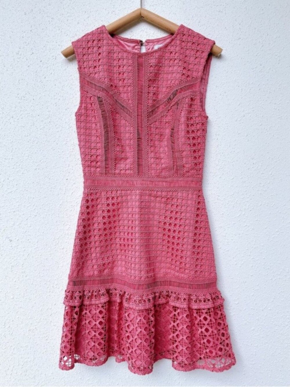 Ever New Rose Pink Crochet Fit and Flare Mini Dress